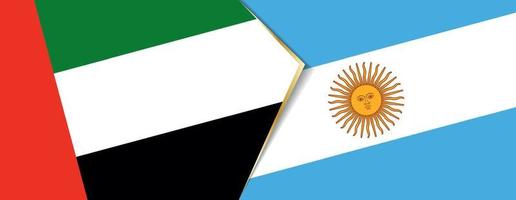 Unidos árabe Emirados e Argentina bandeiras, dois vetor bandeiras.
