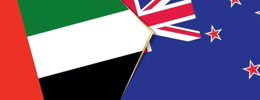 Unidos árabe Emirados e Novo zelândia bandeiras, dois vetor bandeiras.