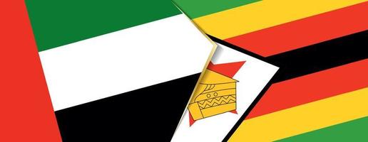Unidos árabe Emirados e Zimbábue bandeiras, dois vetor bandeiras.
