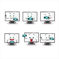 fotógrafo profissão emoticon com monitor desenho animado personagem vetor