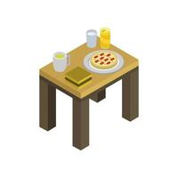 mesa com comida isométrica vetor