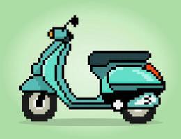 8 bit pixel o homem andando de moto em ilustrações vetoriais para