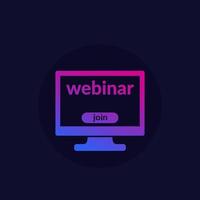 webinário, Junte-se conectados curso vetor ícone