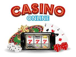 casino online smartphone com dados e roleta vetor