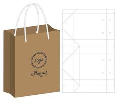 embalagem de saco de papel recortado e maquete 3d de saco vetor