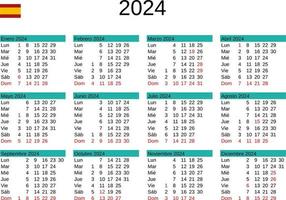 ano 2024 calendário dentro espanhol com Espanha feriados vetor