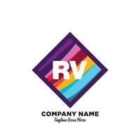 rv inicial logotipo com colorida modelo vetor. vetor