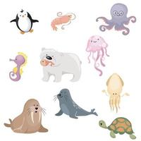 conjunto do fofa animais. mão desenhado personagens. doce engraçado animais. coleção para impressões poster ou adesivo. vetor ilustração.