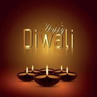 feliz festival de diwali de cartão de luz com diwali diya criativo vetor