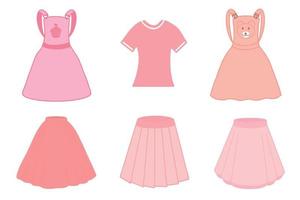 crianças roupas para garotas. vetor conjunto do roupas dentro Rosa tons. colorida ilustração vetor ilustração. vetor