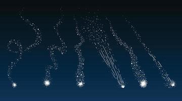 ilustração em vetor de estrelas cadentes contra o fundo do céu noturno.
