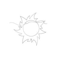 contínuo linha desenhando Sol brilho ilustração vetor