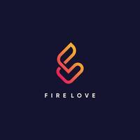 abstrato logotipo Projeto idéia com simples fogo e amor conceito vetor
