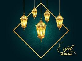 Cartão de convite eid mubarak com fundo de padrão criativo vetor