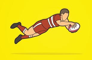 jogador de rugby pulando vetor