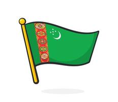 adesivo bandeira do Turquemenistão em mastro de bandeira vetor