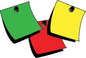 vetor imagem do pegajoso notas dentro vermelho, verde e amarelo cor