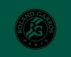 roland garros torneio símbolo logotipo Preto francês aberto tênis campeão Projeto vetor abstrato ilustração com verde fundo