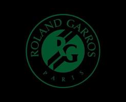 roland garros tênis símbolo verde francês aberto torneio logotipo campeão Projeto vetor abstrato ilustração com Preto fundo