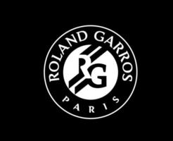 roland garros torneio tênis símbolo branco francês aberto logotipo campeão Projeto vetor abstrato ilustração com Preto fundo