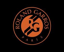 roland garros tênis símbolo laranja francês aberto torneio logotipo campeão Projeto vetor abstrato ilustração com Preto fundo