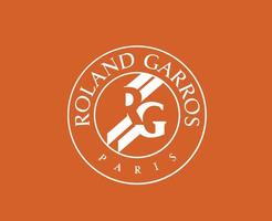 roland garros torneio logotipo branco francês aberto tênis campeão símbolo Projeto vetor abstrato ilustração com laranja fundo