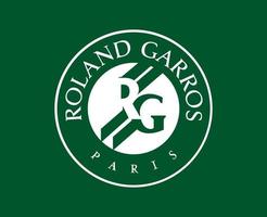 roland garros tênis símbolo branco francês aberto torneio logotipo campeão Projeto vetor abstrato ilustração com verde fundo