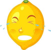 personagem de desenho animado de limão com expressão facial chorando no fundo branco vetor