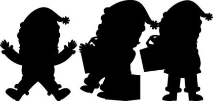 conjunto de personagem de desenho animado da silhueta de papai noel vetor