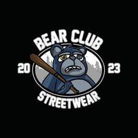 Urso esporte clube emblema. vetor ilustração em Preto fundo para gráfico camiseta