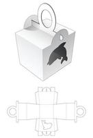 lidar com embalagem com modelo recortado janela em forma de desenho animado golfinho vetor