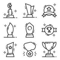 conjunto de ícones de troféus e medalhas vetor