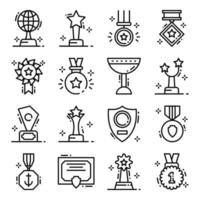 conjunto de ícones de recompensas e medalhas vetor