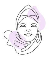 sorridente fêmea personagem retrato, mulher dentro hijab vetor