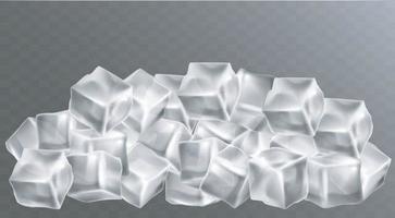 conjunto realista de cubos de gelo sólido frio. vetor eps 10
