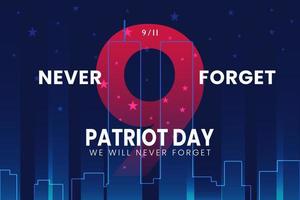 911 EUA Nunca esqueço setembro 11, 2001. vetor conceptual ilustração do patriota dia fundo poster ou bandeira. Sombrio fundo, vermelho e azul cores.