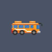 ônibus escolar em estilo pixel art vetor