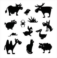 desenho animado silhueta conjunto do doméstico e Fazenda animais vetor ilustração