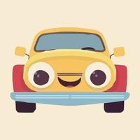 fofa mão desenhado sorridente carro personagem para cartão, convite, poster, camisa, crianças livro vetor