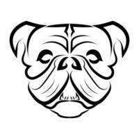 arte em preto e branco da cabeça de bulldog ou cachorro pug