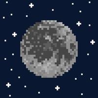 lua e estrelas de pixel art vetor