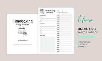 timeboxing diariamente planejador interior modelo vetor