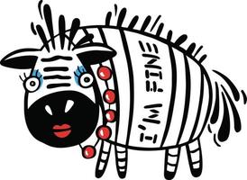 fofa bebê zebra em uma branco fundo. vetor ilustração