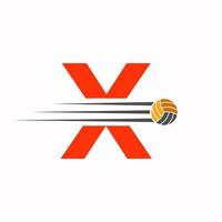 inicial carta x voleibol logotipo Projeto placa. voleibol Esportes logótipo vetor