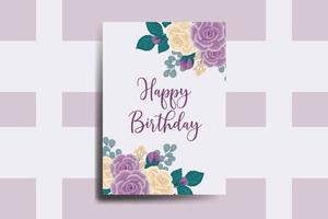 cumprimento cartão aniversário cartão digital aguarela mão desenhado rosa flor Projeto modelo vetor