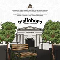 indonésio turismo Malioboro rua yogyakarta com forte vredeburgo museu Projeto ilustração vetor