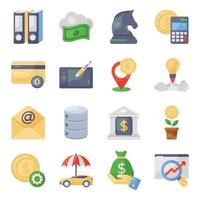 banco e conjunto de ícones de negócios