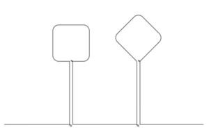 único modelo de desenho de linha contínua, conjunto de sinais de trânsito, sinais de trânsito em fundo branco. ilustração vetorial. vetor