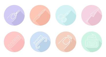 ícones de manicure e pedicure. conjunto de vetores simples. contém sinais como lixa de unha, tesoura, pincel e muito mais. belos ícones simples.