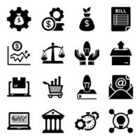 conjunto de ícones de finanças e comércio vetor
